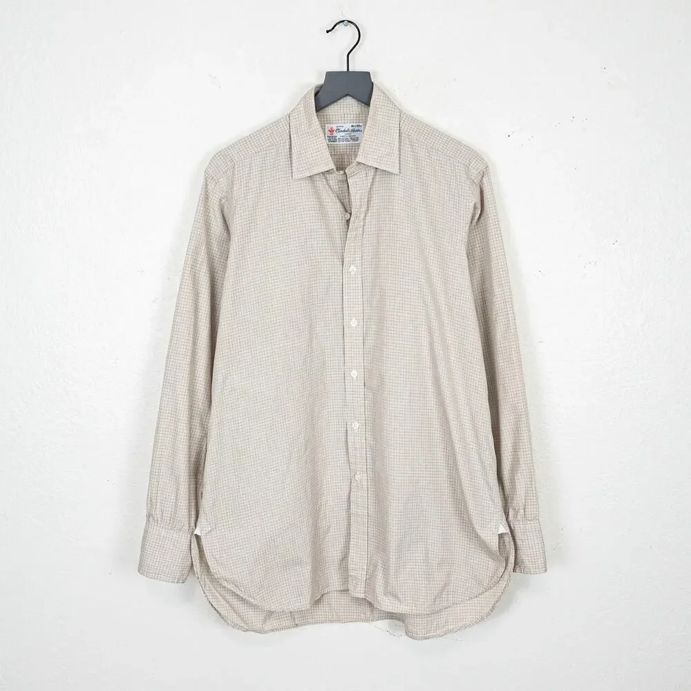 Turnbull & Asser Cotton Tan micro check Dress shirt size 16 1/2 - Picture 2 of 11